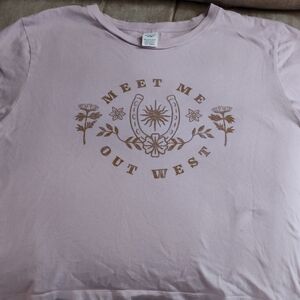 Pink Graphic Tee with Western Design